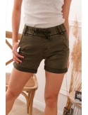 Women\'s shorts with elastic waistband, khaki 631 - Online store - Boutique